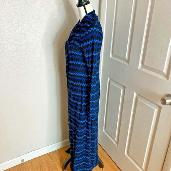 L'Agence Lagence Womens Sz S Open Front Cardigan Duster zigzag Blue Black Sweate - Picture 3 of 7